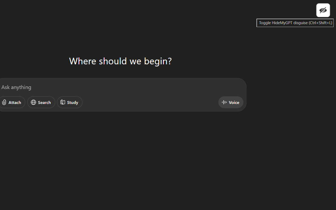 ChatGPT in normal mode showing the regular interface
